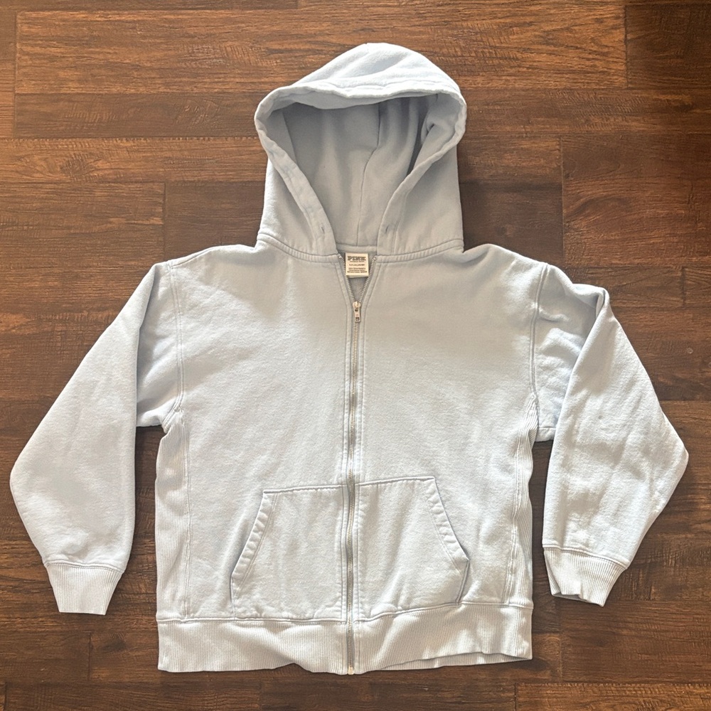 PINK Women’s Light Blue Zip Up Hoodie Jacket